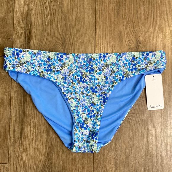 Splendid Other - Splendid Reversible Blue Floral Print Bikini Bottoms Size Medium